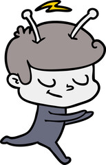 friendly cartoon spaceman running