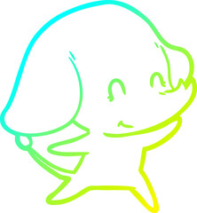 cold gradient line drawing of a cute cartoon elephant