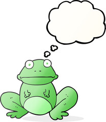 freehand drawn thought bubble cartoon frog
