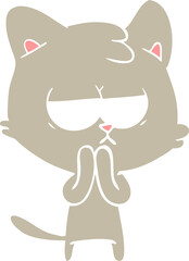 bored flat color style cartoon cat
