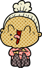 cartoon happy old woman