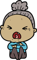 cartoon angry old woman
