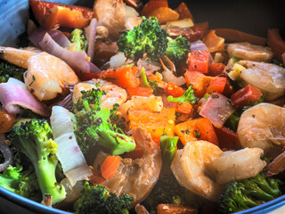 Side View Veggie Shrimp Rice