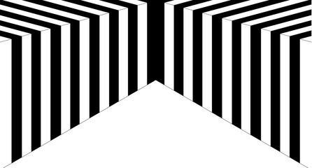 A Modern Geometric Pattern of Vertical Lines and Triangles, Abstract Monochrome Art