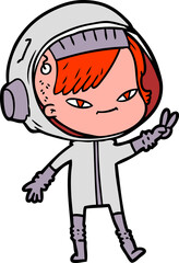 cartoon astronaut woman