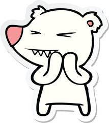 sticker of a angry polar bear cartoon