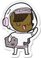 sticker of a cartoon astronaut woman