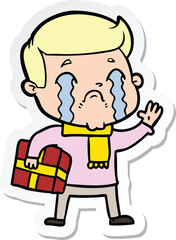 Obraz na płótnie Canvas sticker of a cartoon man crying