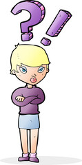cartoon woman asking question