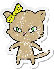 distressed sticker of a cute cartoon cat