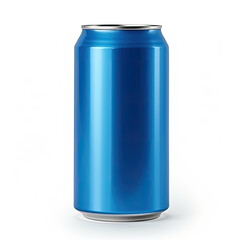 Blue Aluminum Beverage Can Packshot Mockup Isolated on White Background