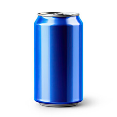 Blue Drink Can Packshot Mockup Isolated on White Background