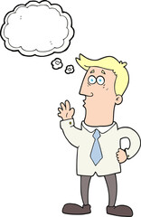 freehand drawn thought bubble cartoon businessman