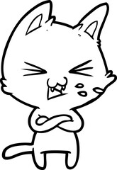 cartoon cat with crossed arms