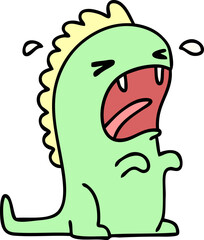 cartoon of a dinosaur crying due to regular mass extinction events