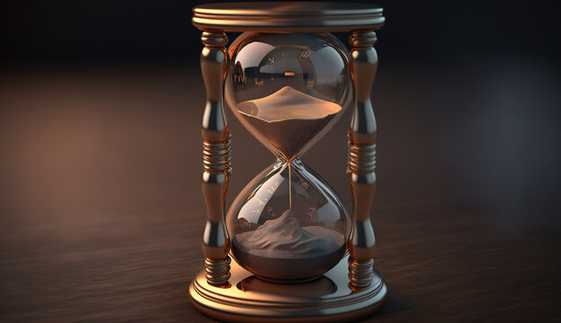 Large antique brass metal hourglass sand timer pictures AI Generated image