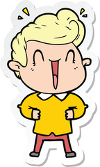 sticker of a cartoon excited man