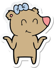 sticker of a female bear cartoon