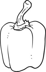 freehand drawn black and white cartoon red pepper
