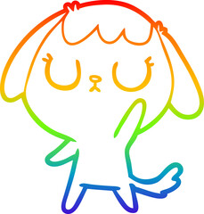 rainbow gradient line drawing of a cute cartoon dog