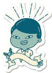 sticker of a tattoo style happy businessman