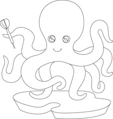 Octopus Darts Dart Sport Animal Vector Graphic Art Illustration