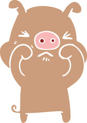 flat color style cartoon grumpy pig