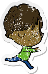 distressed sticker of a cartoon woman