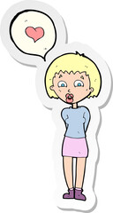 sticker of a cartoon woman in love