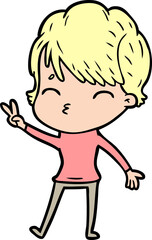 cartoon woman thinking