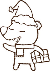 Christmas Bear Charcoal Drawing