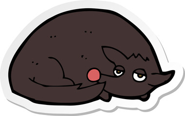 Fototapeta premium sticker of a cartoon curled up dog