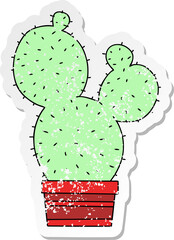 distressed sticker of a quirky hand drawn cartoon cactus