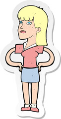 sticker of a cartoon woman with hands on hips