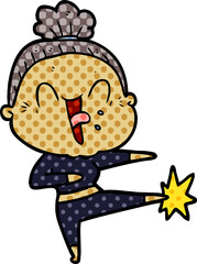 cartoon happy old woman
