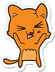 sticker of a cartoon hissing cat