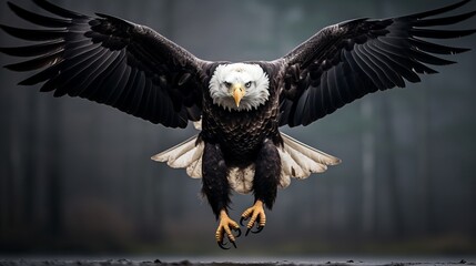 A pair of bald eagles with their wings spread wide open