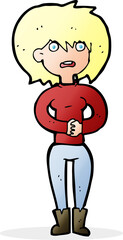 cartoon worried woman
