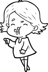 cartoon girl pulling face