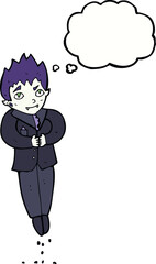 cartoon floating vampire with thought bubble