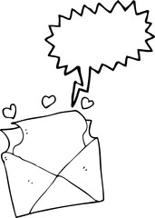 freehand drawn speech bubble cartoon love letter