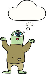 cartoon halloween monster with thought bubble