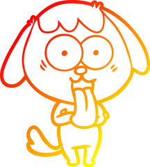warm gradient line drawing of a cute cartoon dog