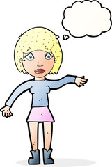 cartoon surprised woman with thought bubble