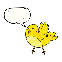 freehand speech bubble textured cartoon bird