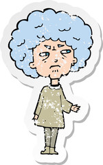 retro distressed sticker of a cartoon old lady