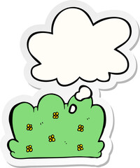 cartoon hedge with thought bubble as a printed sticker
