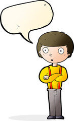 cartoon staring boy with speech bubble