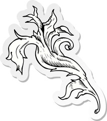 sticker of a traditional hand drawn floral swirl