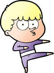cartoon curious boy dancing